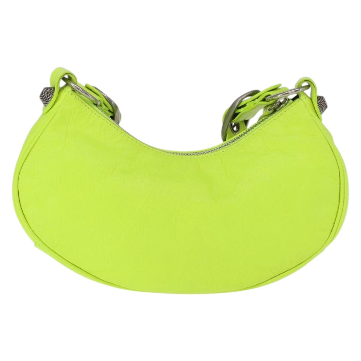 BALENCIAGA LucaGol XS Hand Bag Leather Neon yellow 671309 Auth am10278SAM