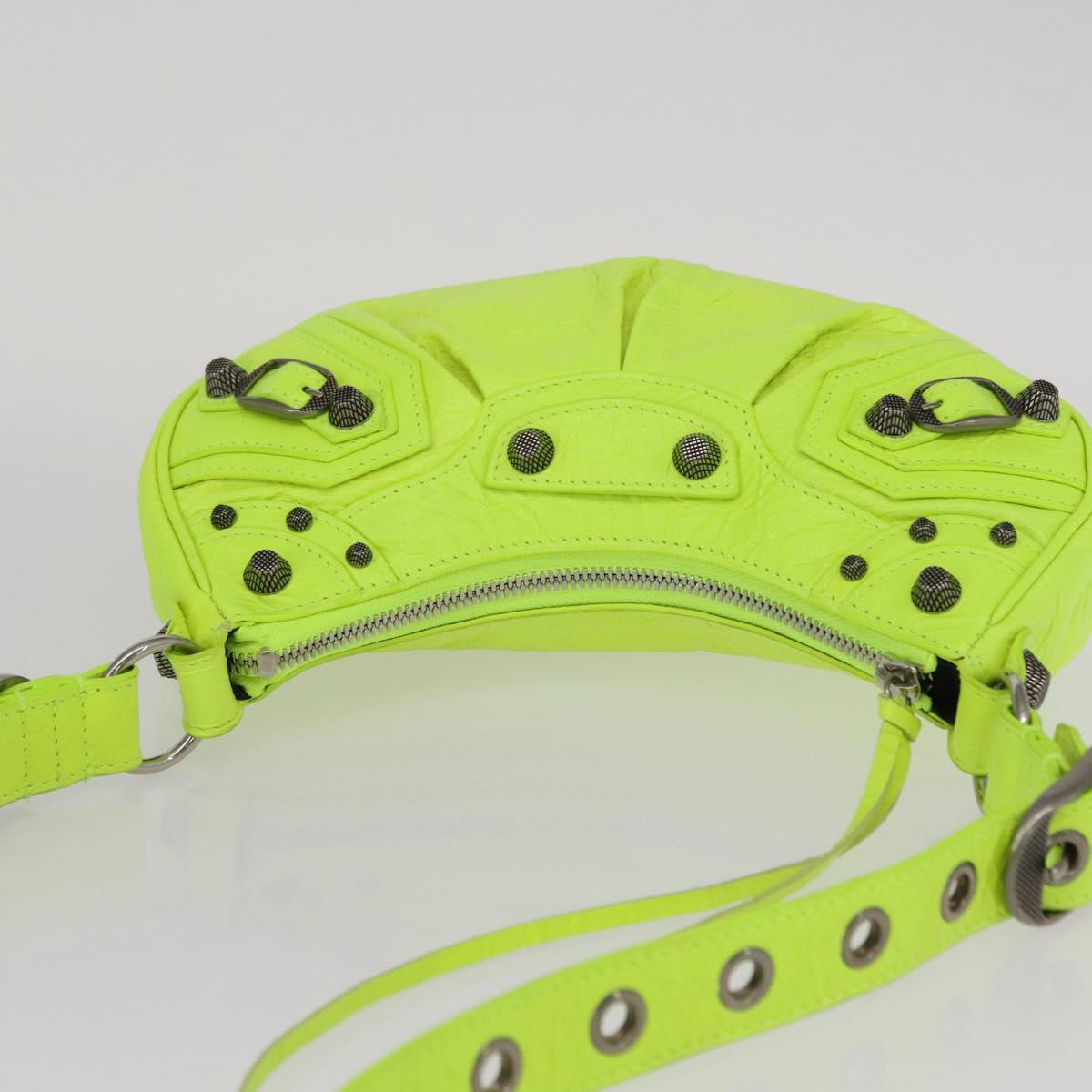 BALENCIAGA LucaGol XS Hand Bag Leather Neon yellow 671309 Auth am10278SAM