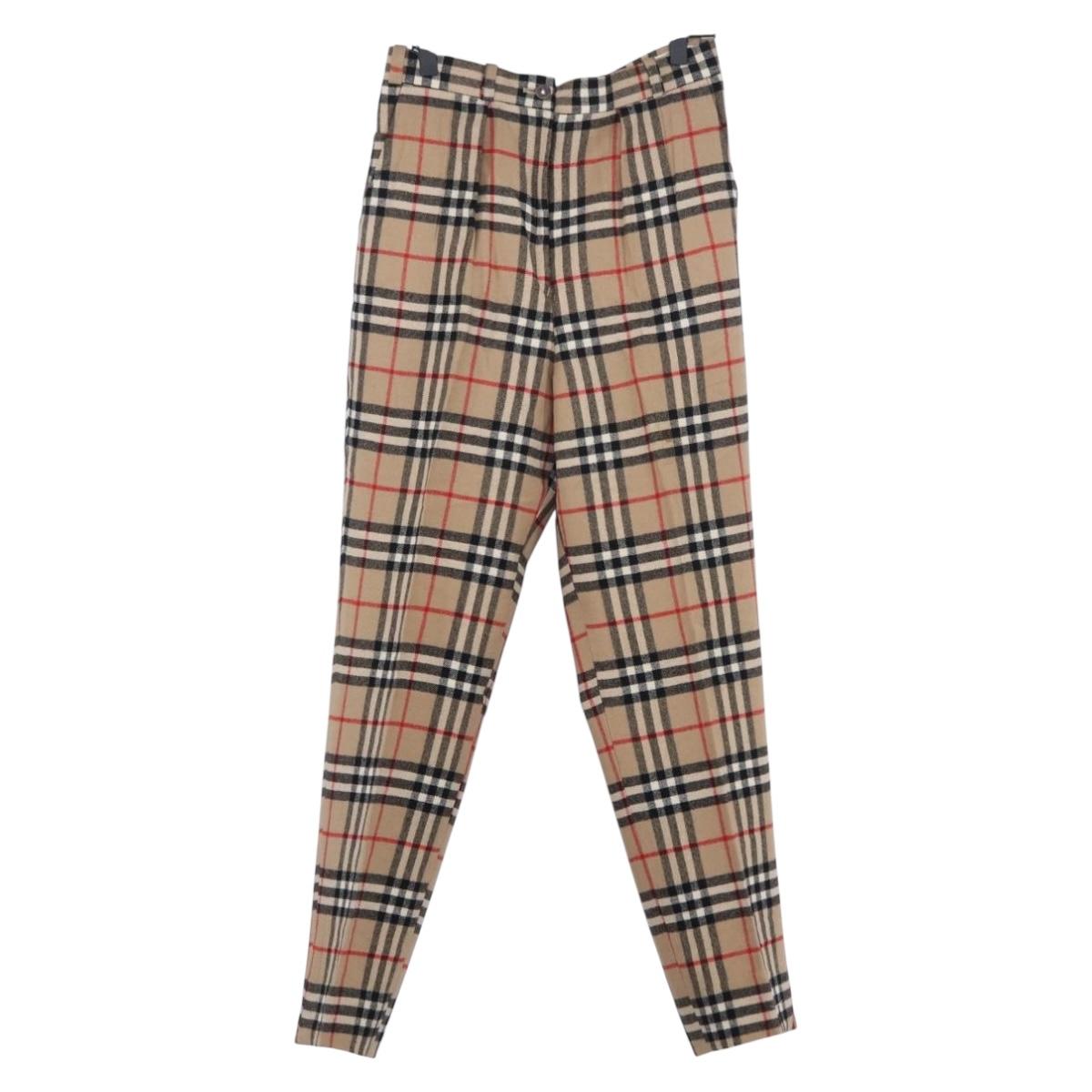 Burberrys Nova Check Pants Canvas Beige Auth am10285