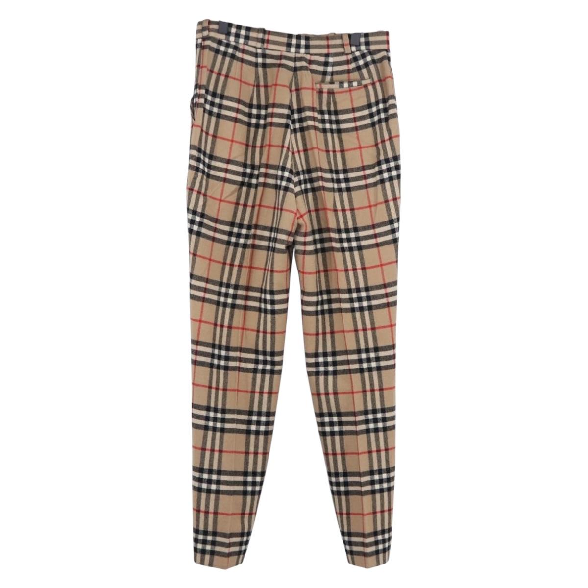 Burberrys Nova Check Pants Canvas Beige Auth am10285