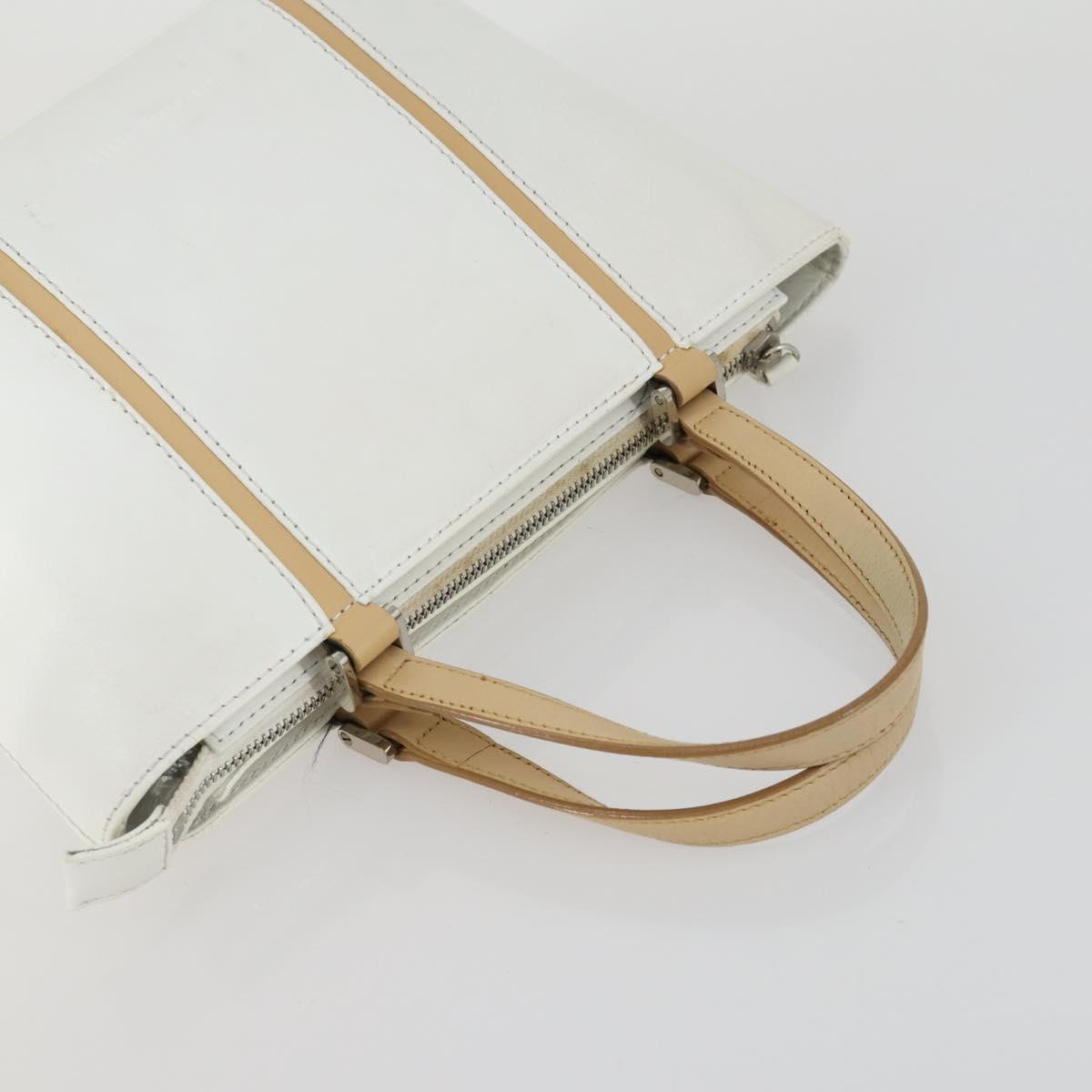 BURBERRY Nova Check Hand Bag Leather PVC 2 Set White Light Blue Auth am10287