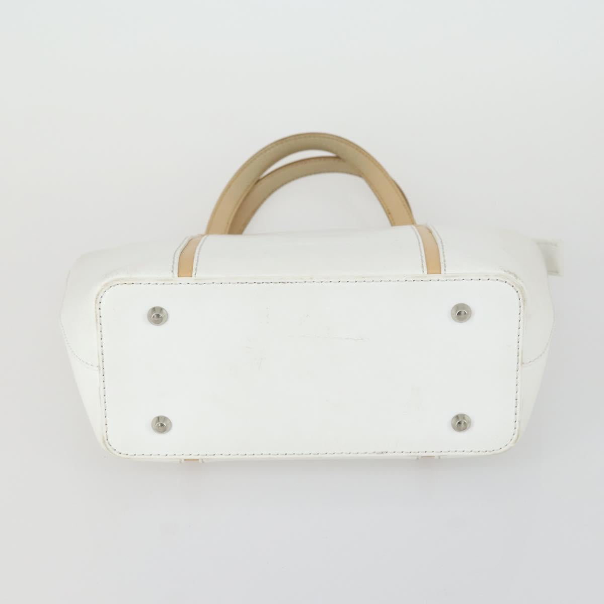 BURBERRY Nova Check Hand Bag Leather PVC 2 Set White Light Blue Auth am10287