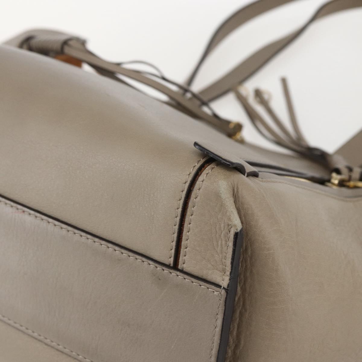 Chloe Milo Tote Bag Leather Beige Gold Auth am10289
