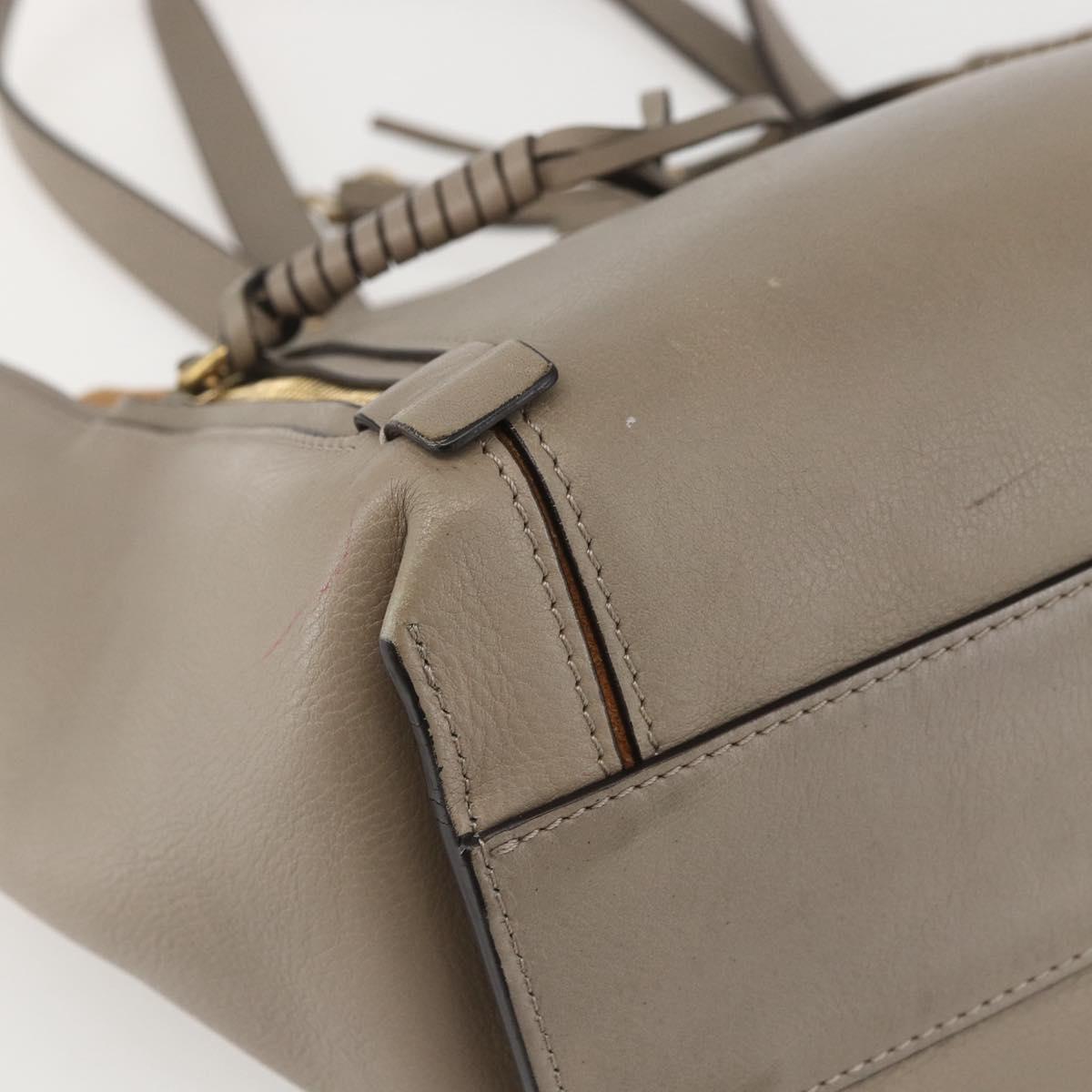 Chloe Milo Tote Bag Leather Beige Gold Auth am10289