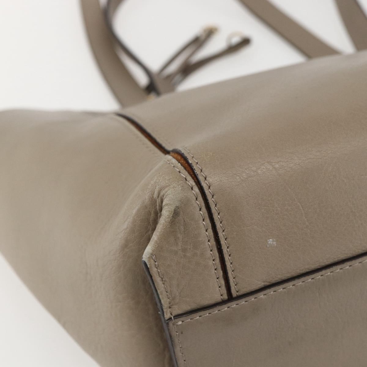 Chloe Milo Tote Bag Leather Beige Gold Auth am10289