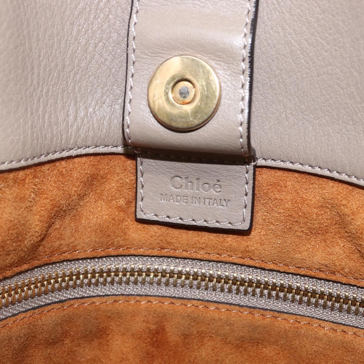 Chloe Milo Tote Bag Leather Beige Gold Auth am10289