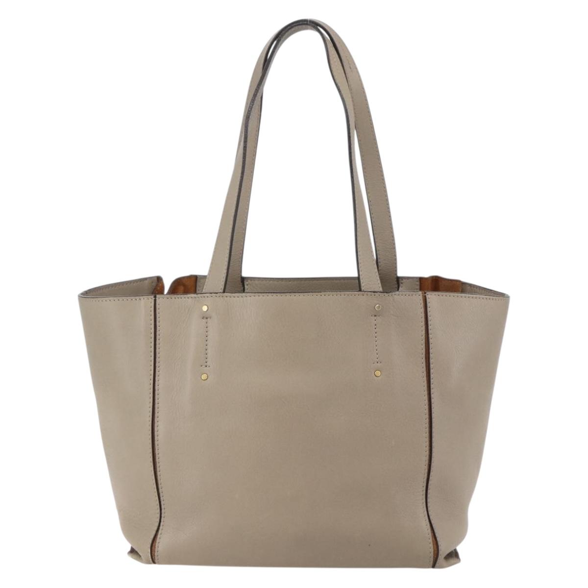 Chloe Milo Tote Bag Leather Beige Gold Auth am10289