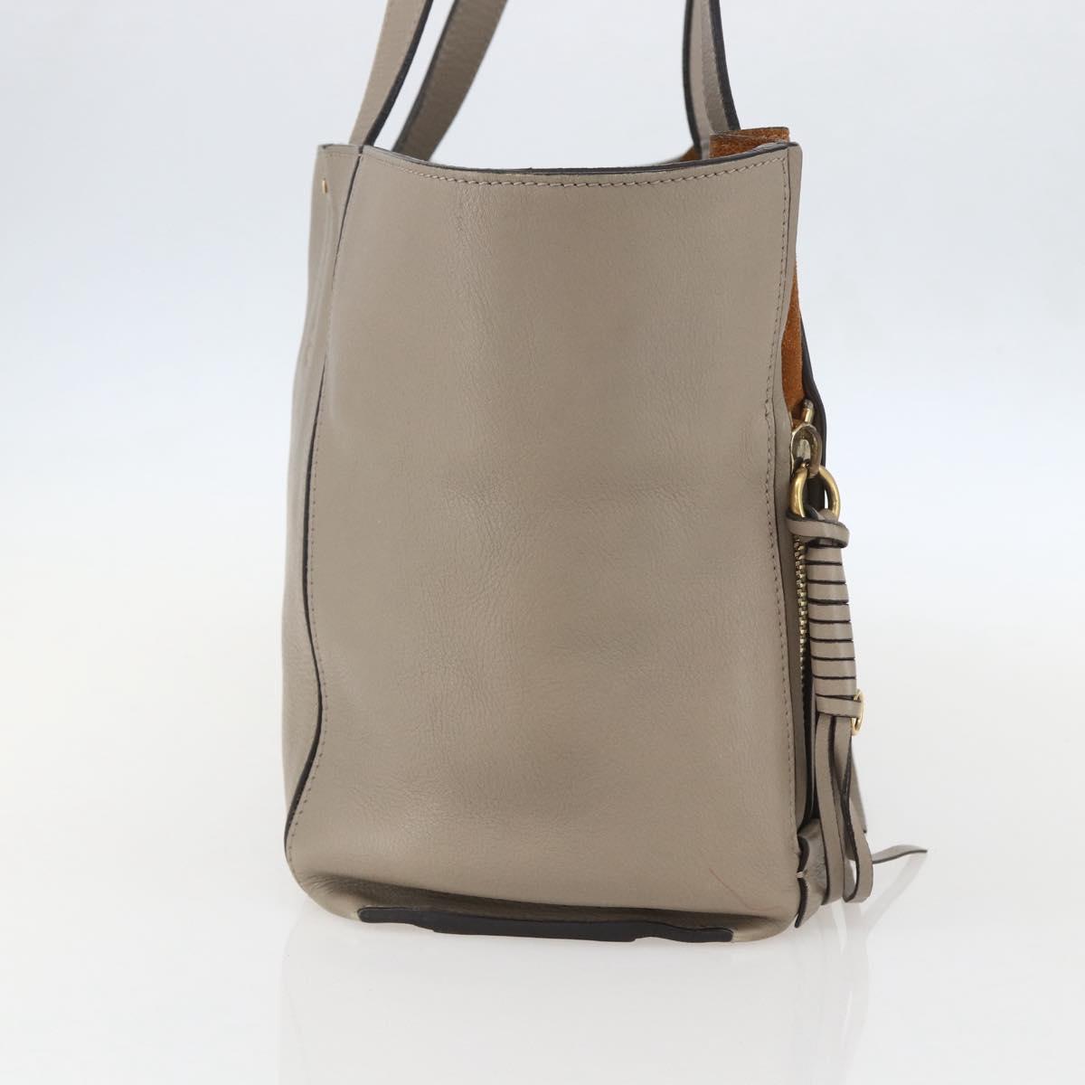 Chloe Milo Tote Bag Leather Beige Gold Auth am10289