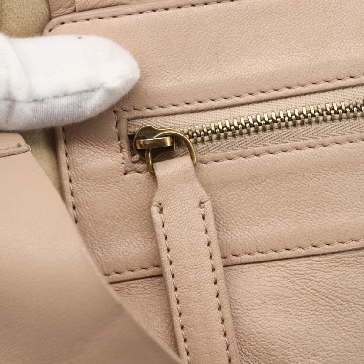 CELINE Horizontalkava Tote Bag Leather Beige Auth am10290