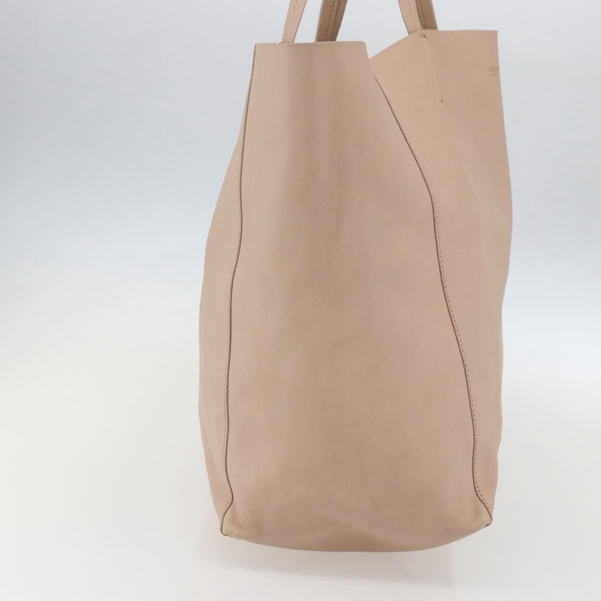 CELINE Horizontalkava Tote Bag Leather Beige Auth am10290