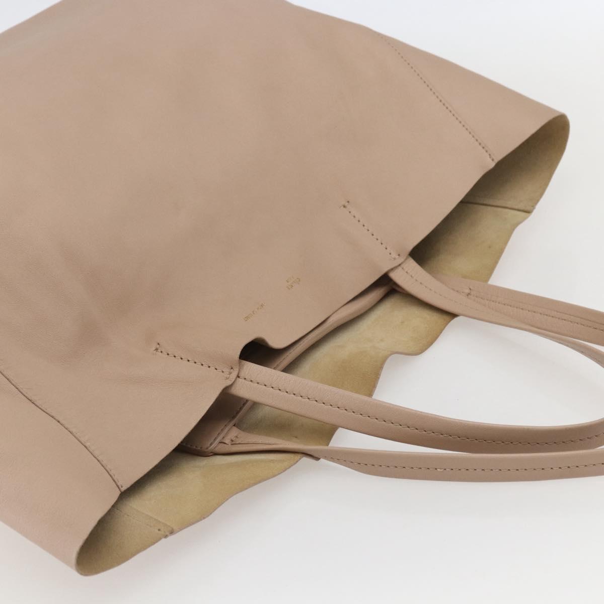 CELINE Horizontalkava Tote Bag Leather Beige Auth am10290