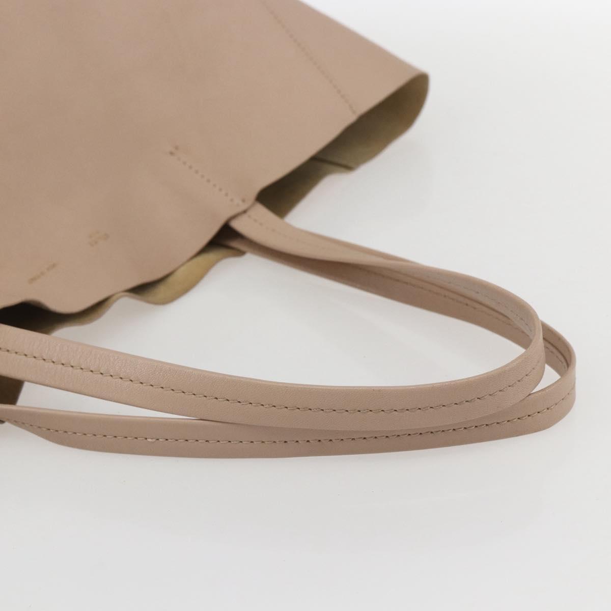 CELINE Horizontalkava Tote Bag Leather Beige Auth am10290