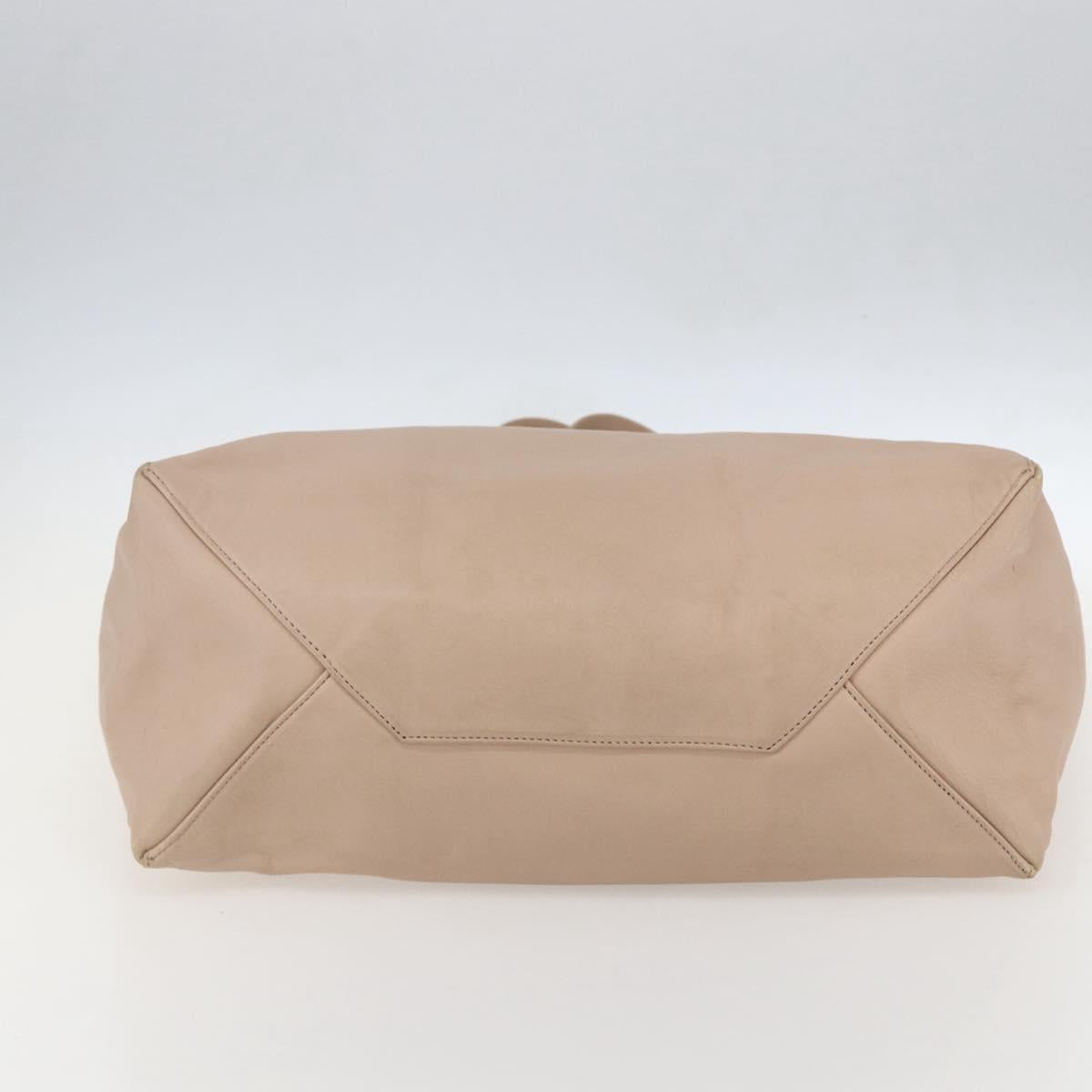 CELINE Horizontalkava Tote Bag Leather Beige Auth am10290