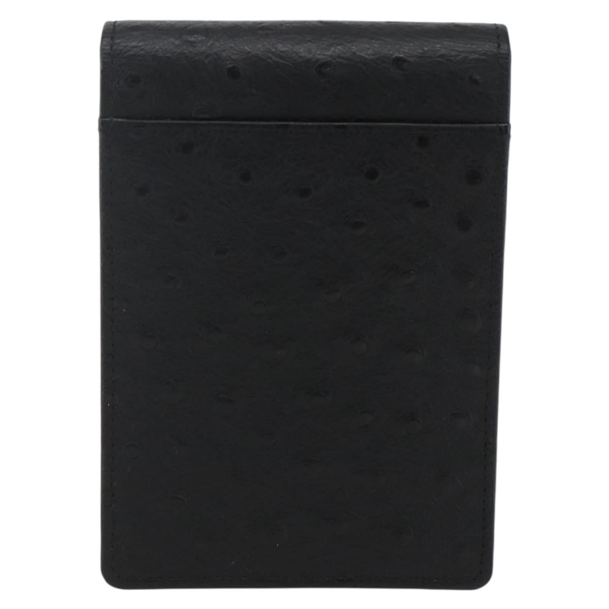 Gianni Versace sunbird Cigarette Case Leather Black Gold Auth am10291