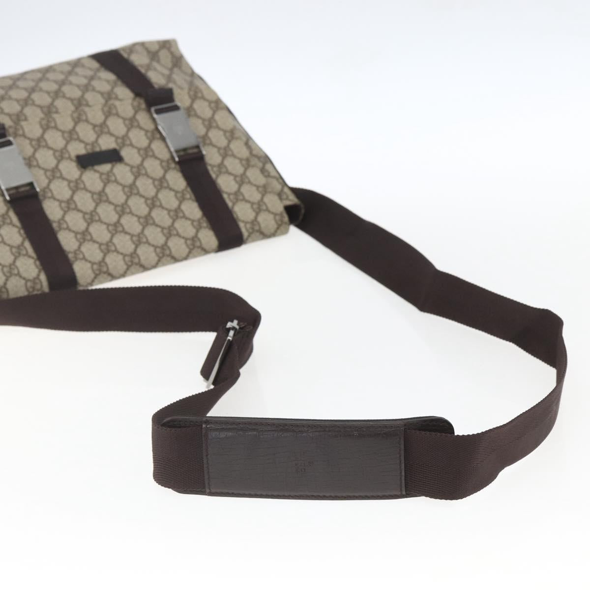GUCCI GG Supreme Shoulder Bag PVC Leather Beige Silver 122373 Auth am10297V