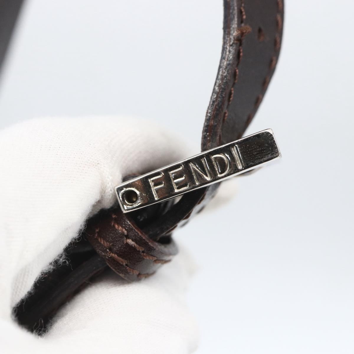 FENDI Zucca Canvas Hand Bag Black Brown Silver Auth am10298