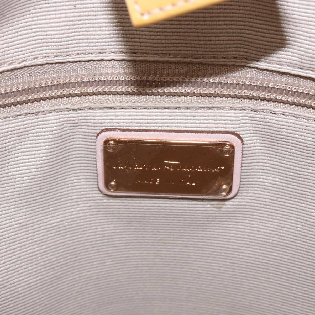 Salvatore Ferragamo Vala Hand Bag Enamel Yellow Gold Auth am10303