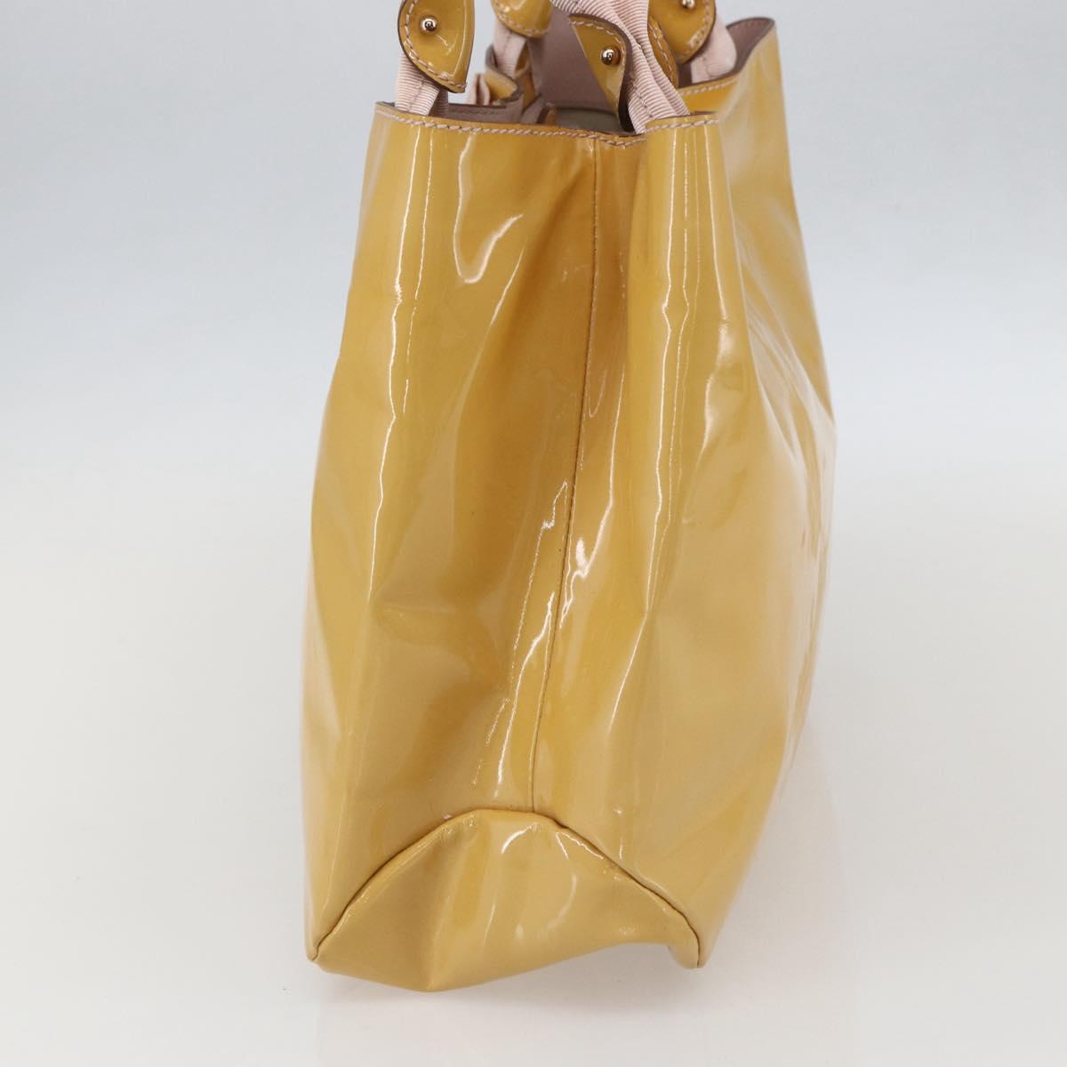 Salvatore Ferragamo Vala Hand Bag Enamel Yellow Gold Auth am10303