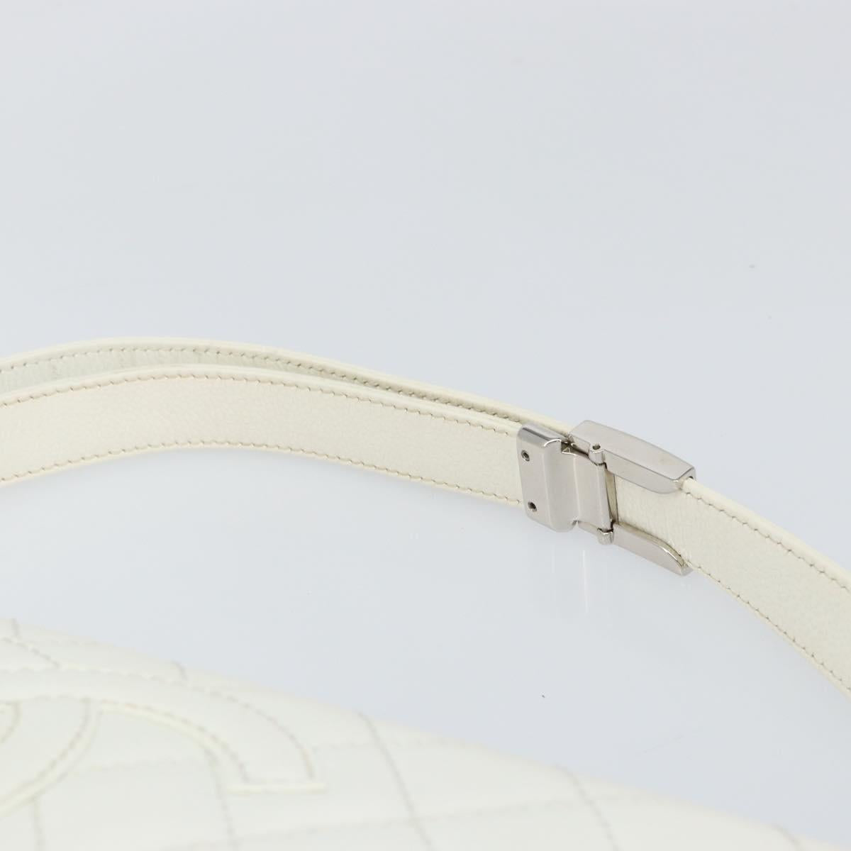 CHANEL Matelasse Chain Shoulder Bag Caviar Skin White Silver CC Auth am10305V