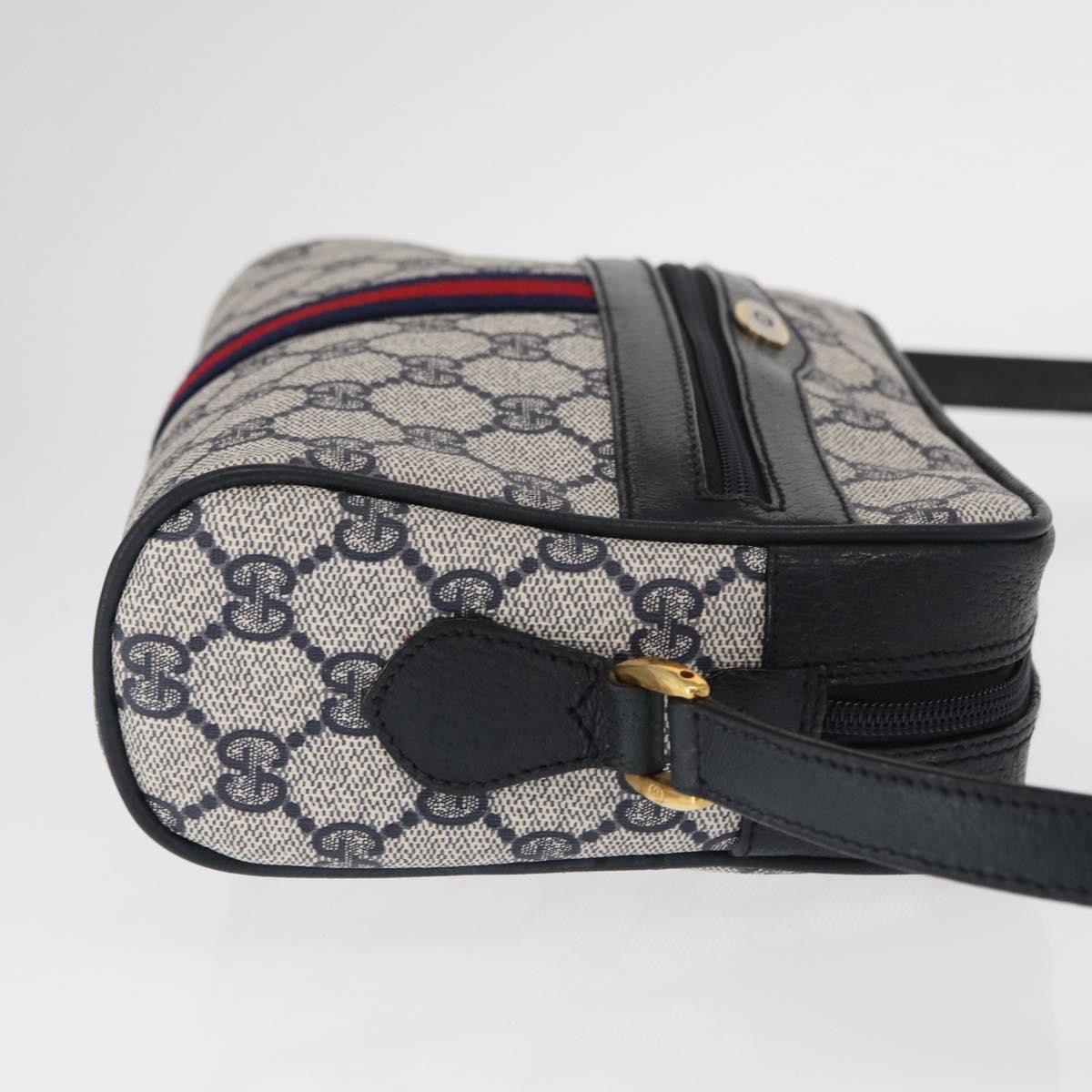 GUCCI GG Supreme Sherry Line Shoulder Bag PVC Navy Red 89 02 004 Auth am10314