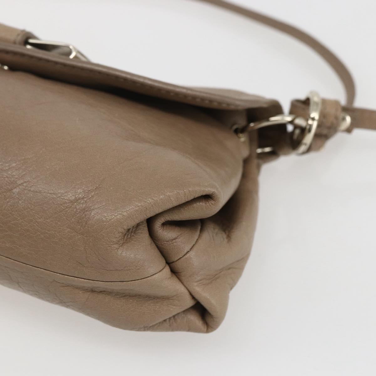 Chloe Lily Hand Bag Leather 2way Beige Silver Auth am10316