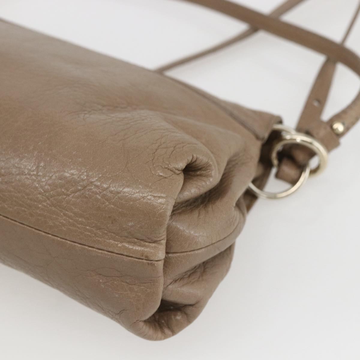 Chloe Lily Hand Bag Leather 2way Beige Silver Auth am10316