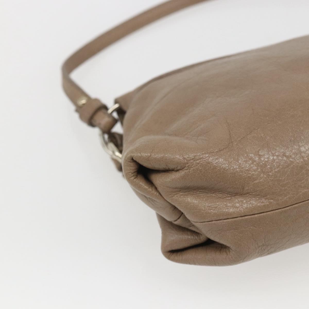 Chloe Lily Hand Bag Leather 2way Beige Silver Auth am10316