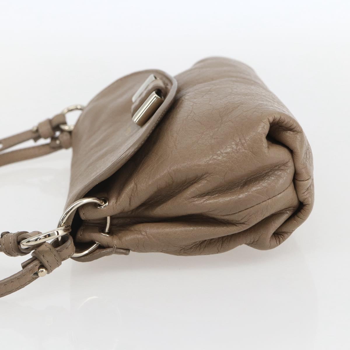 Chloe Lily Hand Bag Leather 2way Beige Silver Auth am10316
