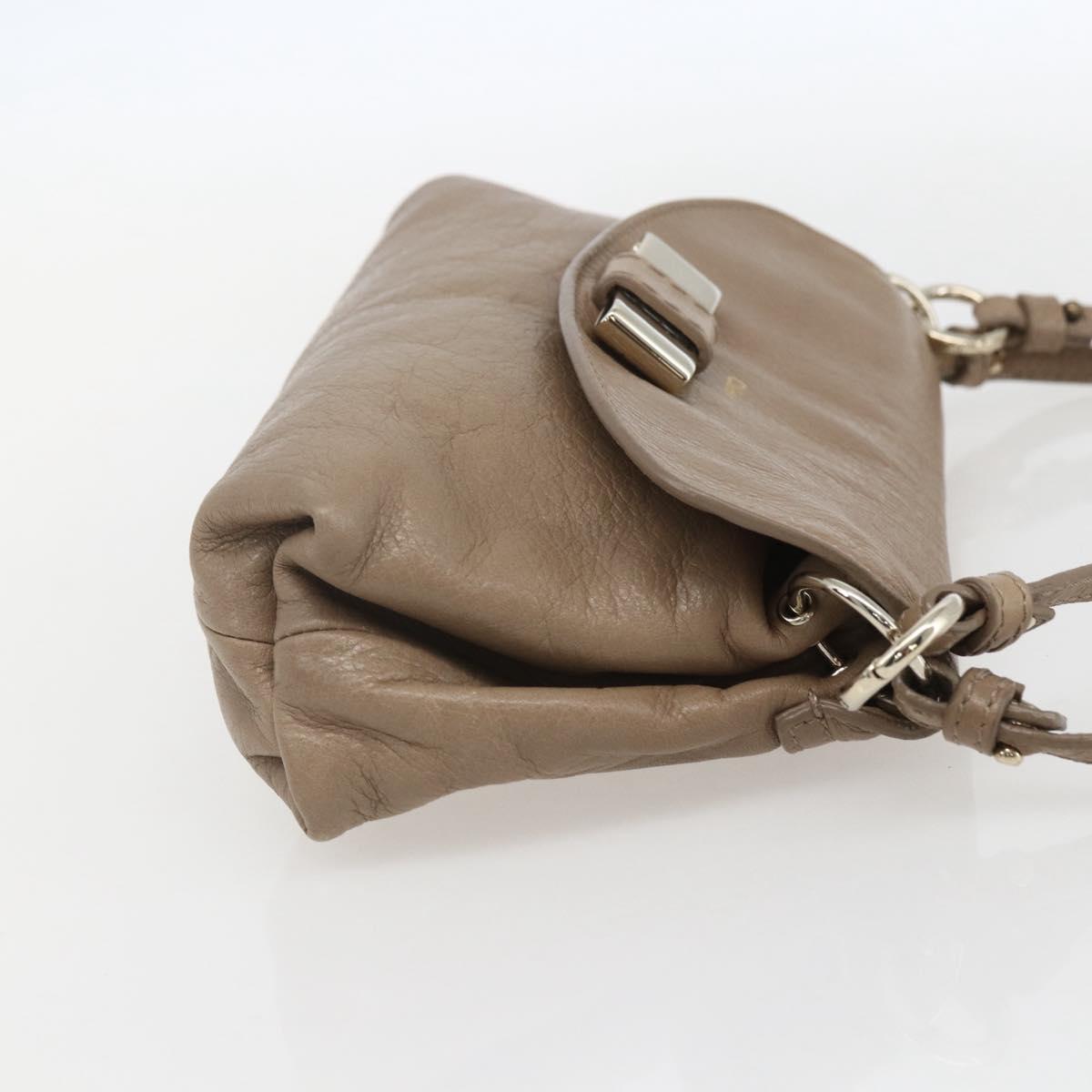 Chloe Lily Hand Bag Leather 2way Beige Silver Auth am10316