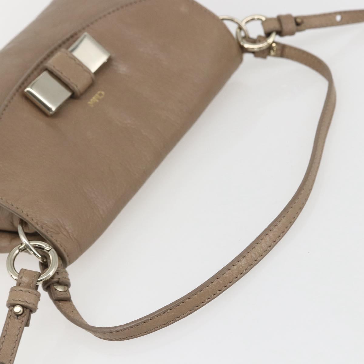 Chloe Lily Hand Bag Leather 2way Beige Silver Auth am10316