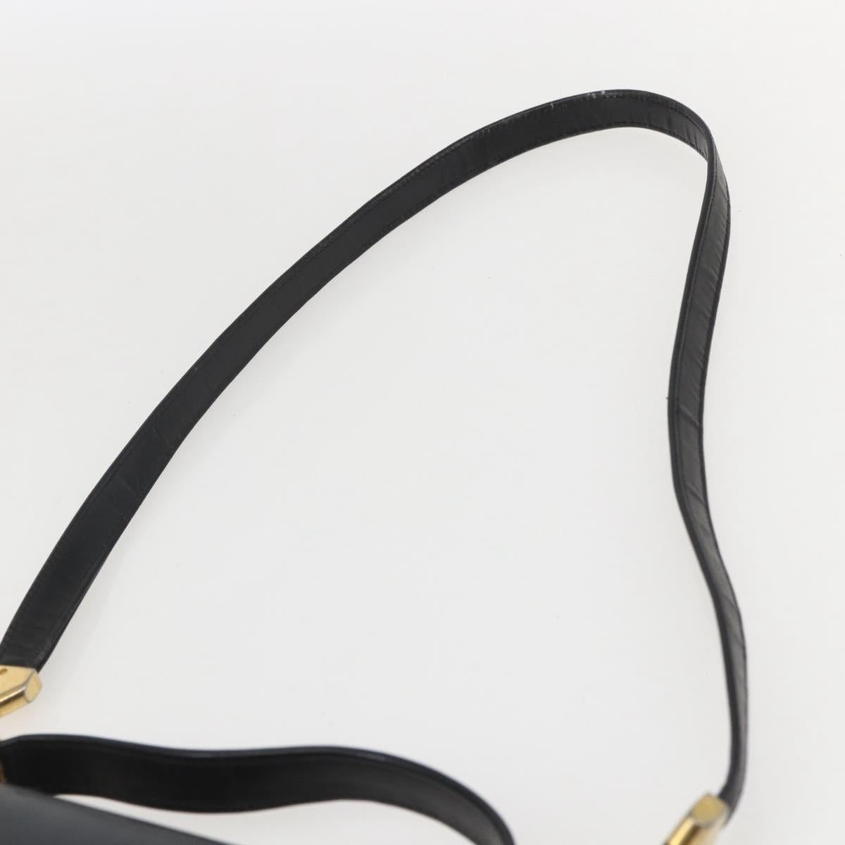 Christian Dior Hand Bag Leather 2way Black Gold Auth am10322