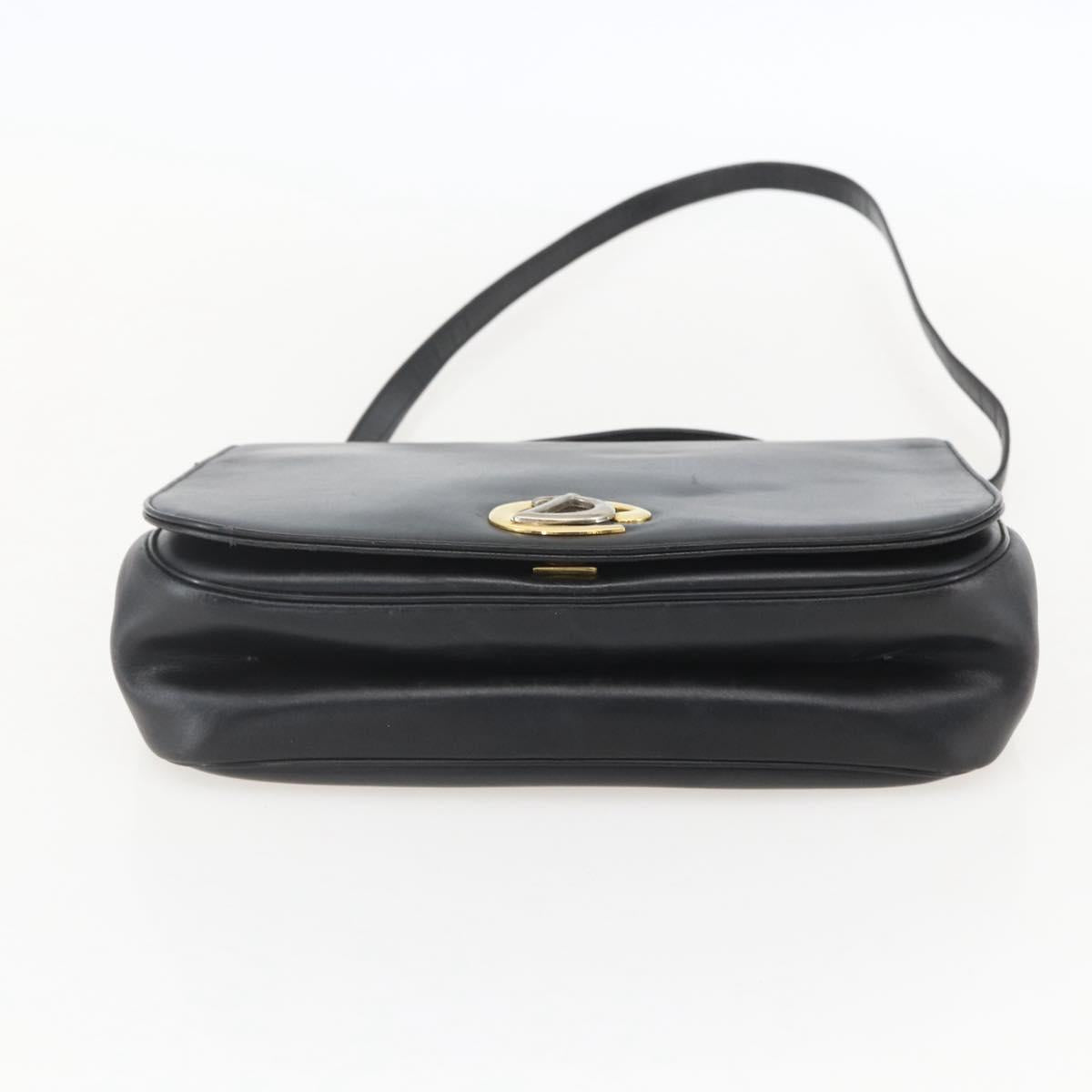 Christian Dior Hand Bag Leather 2way Black Gold Auth am10322
