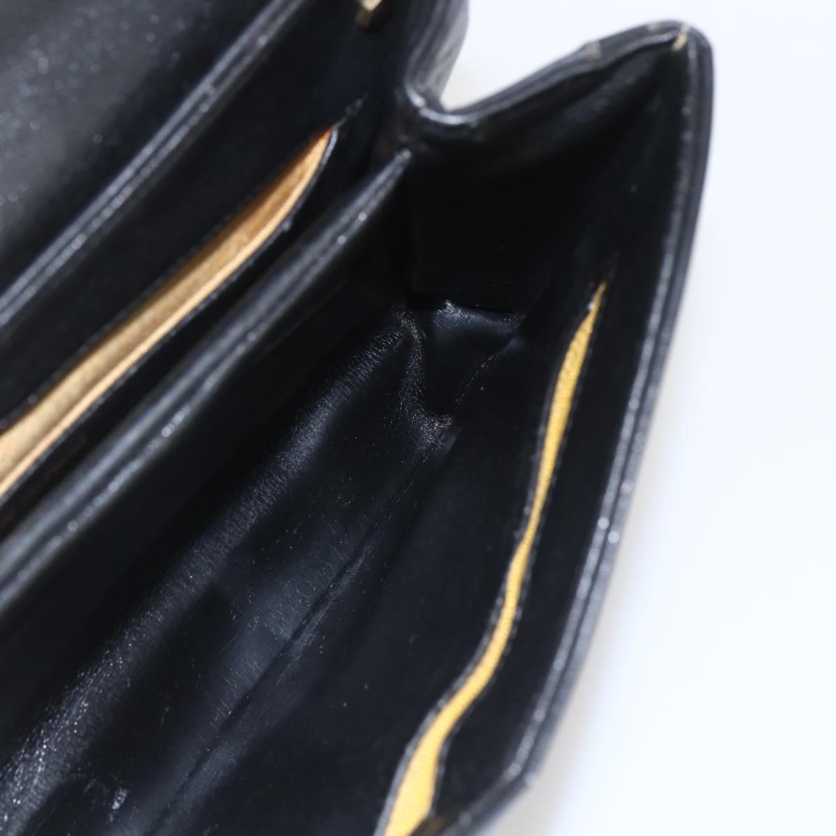 Christian Dior Hand Bag Leather 2way Black Gold Auth am10322