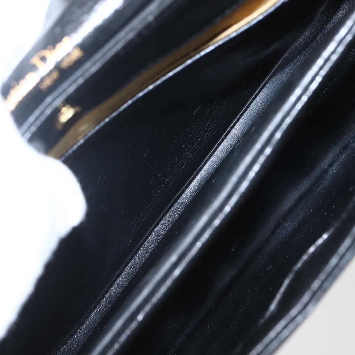 Christian Dior Hand Bag Leather 2way Black Gold Auth am10322