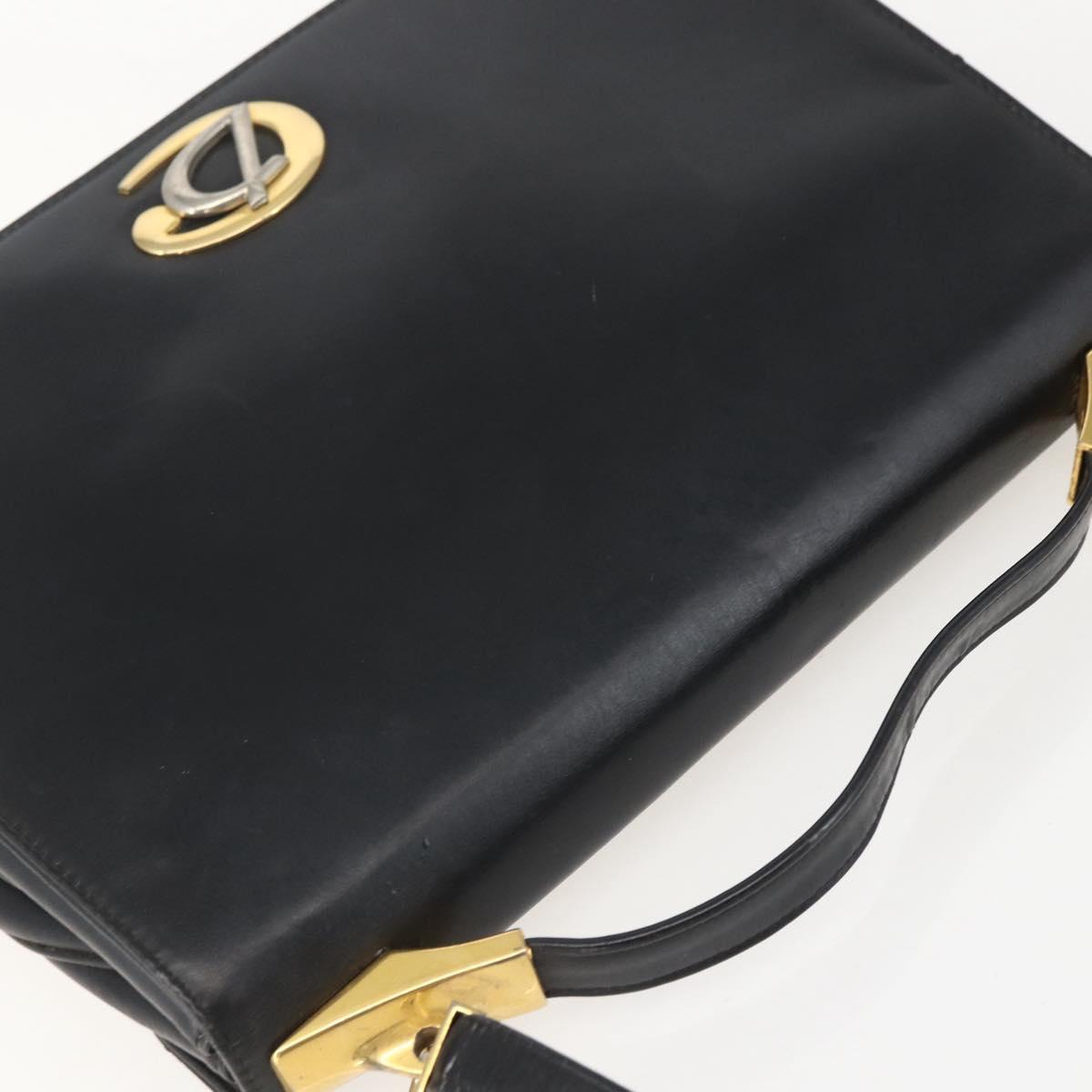 Christian Dior Hand Bag Leather 2way Black Gold Auth am10322