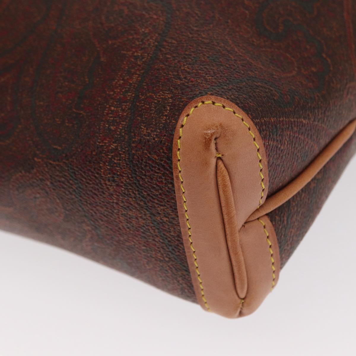 ETRO Paisley Shoulder Bag Leather Bordeaux Gold Auth am10326