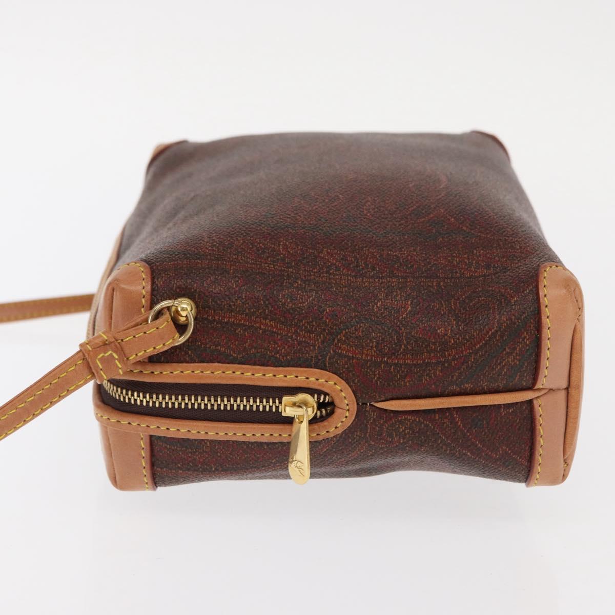 ETRO Paisley Shoulder Bag Leather Bordeaux Gold Auth am10326
