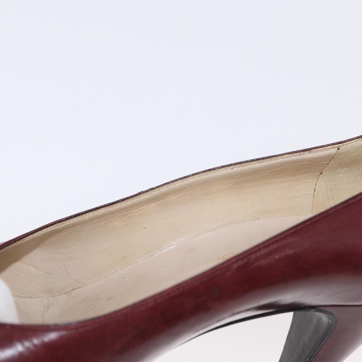 CHANEL High Heels Leather Size 36 Bordeaux CC Auth am10330