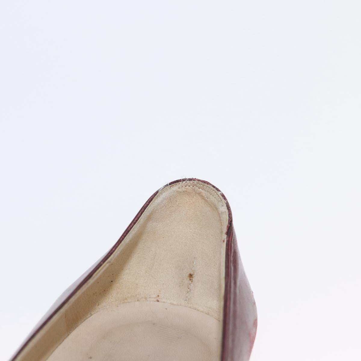CHANEL High Heels Leather Size 36 Bordeaux CC Auth am10330