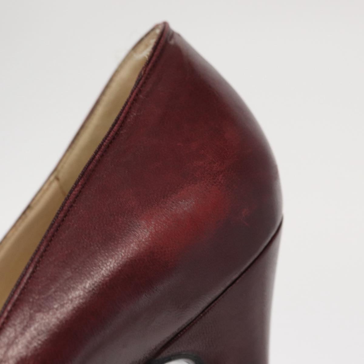 CHANEL High Heels Leather Size 36 Bordeaux CC Auth am10330