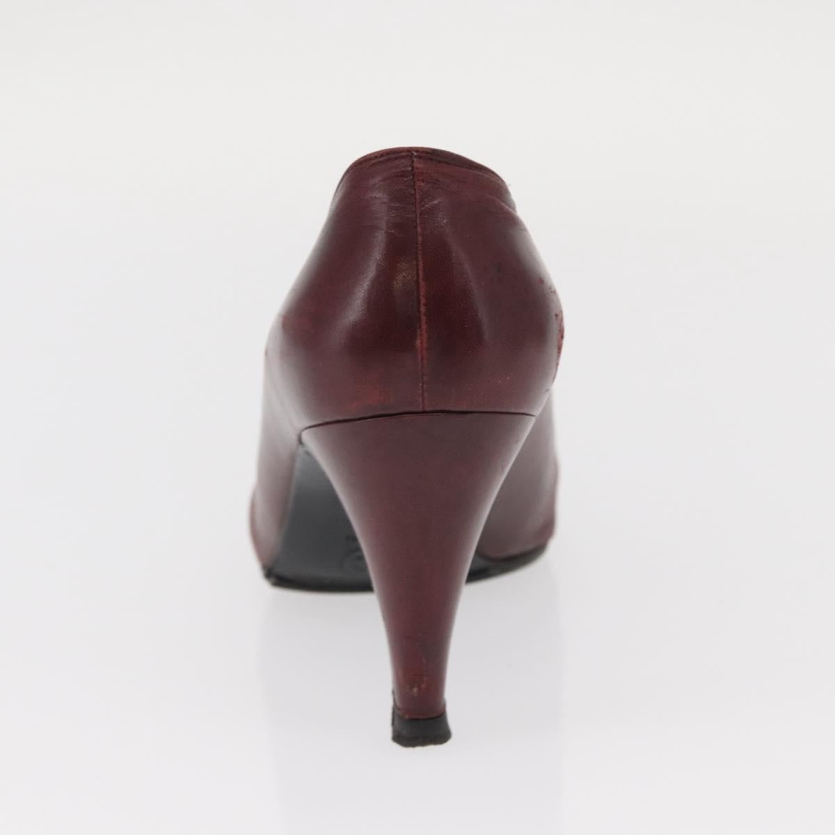 CHANEL High Heels Leather Size 36 Bordeaux CC Auth am10330