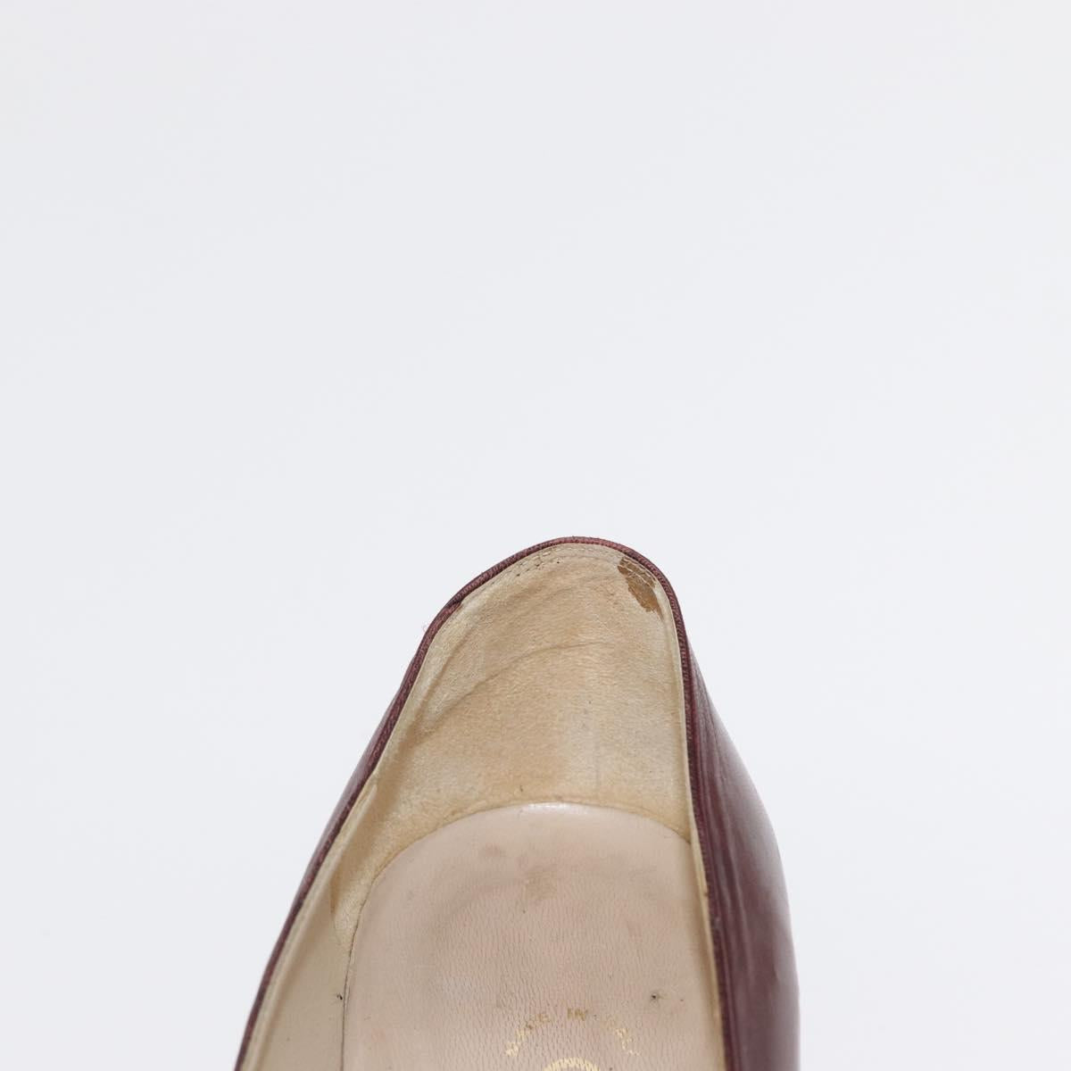 CHANEL High Heels Leather Size 36 Bordeaux CC Auth am10330