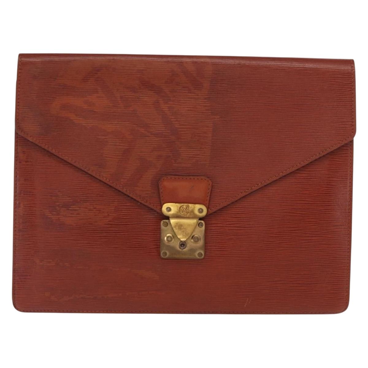 LOUIS VUITTON Epi Porte Documents Senatur Briefcase Brown M54453 LV Auth am10334