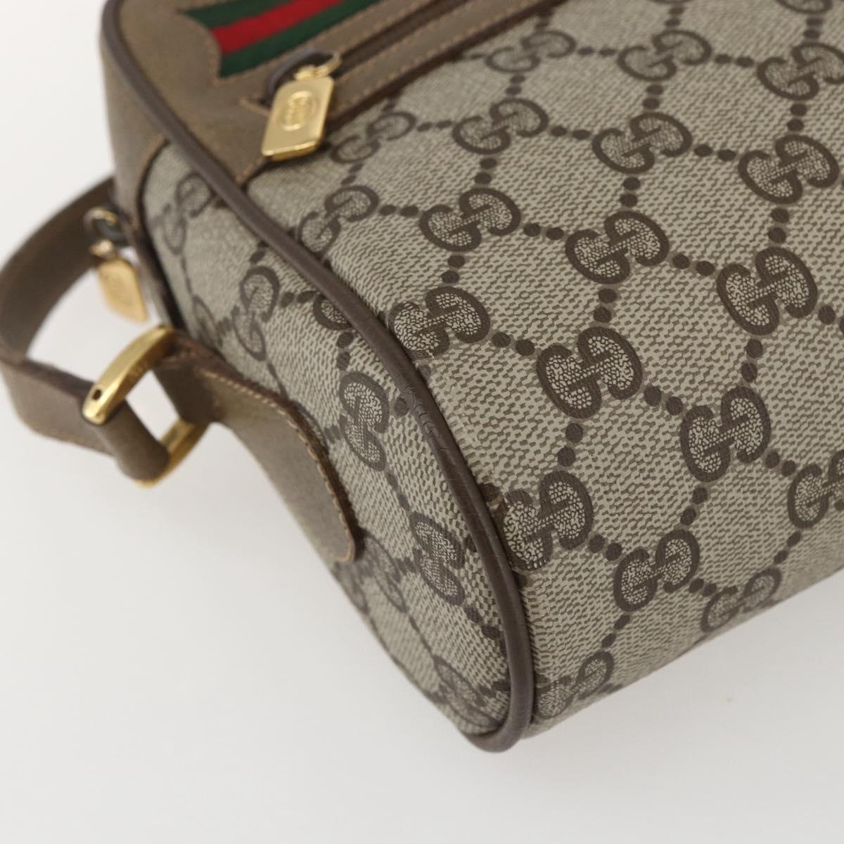 GUCCI GG Supreme Web Sherry Line Bag PVC Beige Gold 56 02 087 Auth am10340