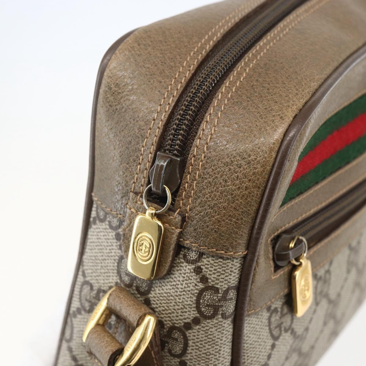 GUCCI GG Supreme Web Sherry Line Bag PVC Beige Gold 56 02 087 Auth am10340
