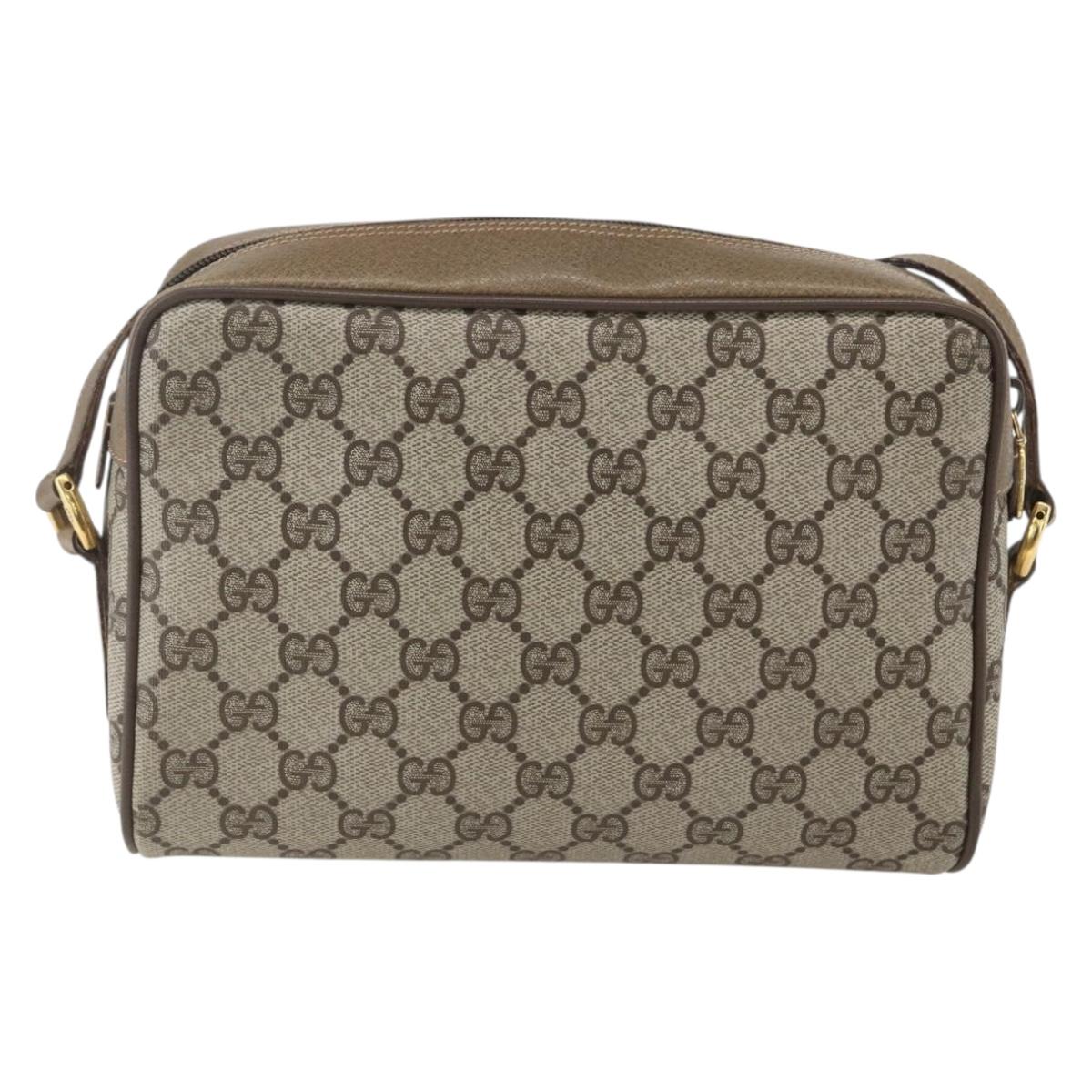 GUCCI GG Supreme Web Sherry Line Bag PVC Beige Gold 56 02 087 Auth am10340