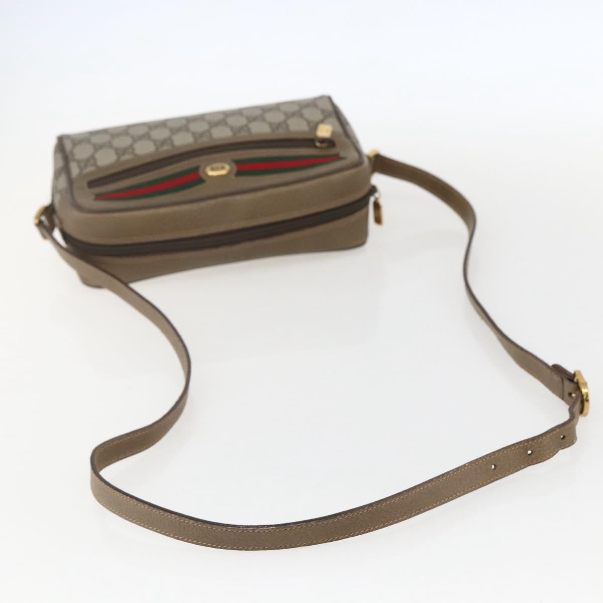 GUCCI GG Supreme Web Sherry Line Bag PVC Beige Gold 56 02 087 Auth am10340
