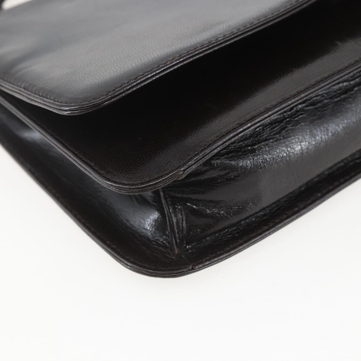 PRADA Chain Shoulder Bag Leather plastic Dark Brown Auth am10365V