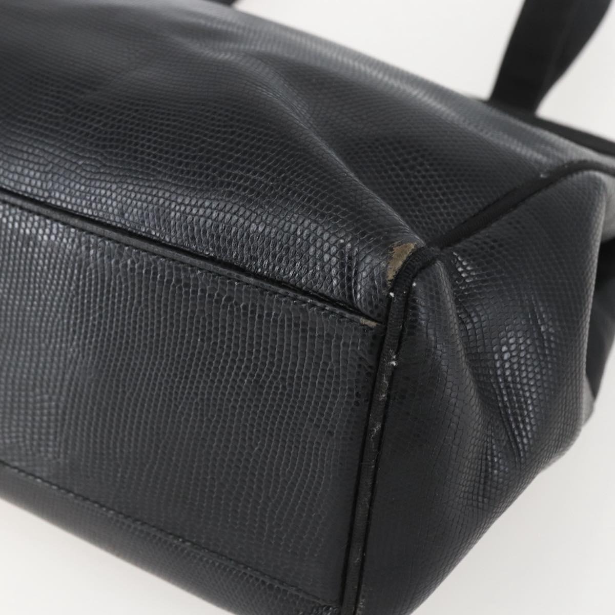 Salvatore Ferragamo Vala Tote Bag Leather Black Gold Auth am10419