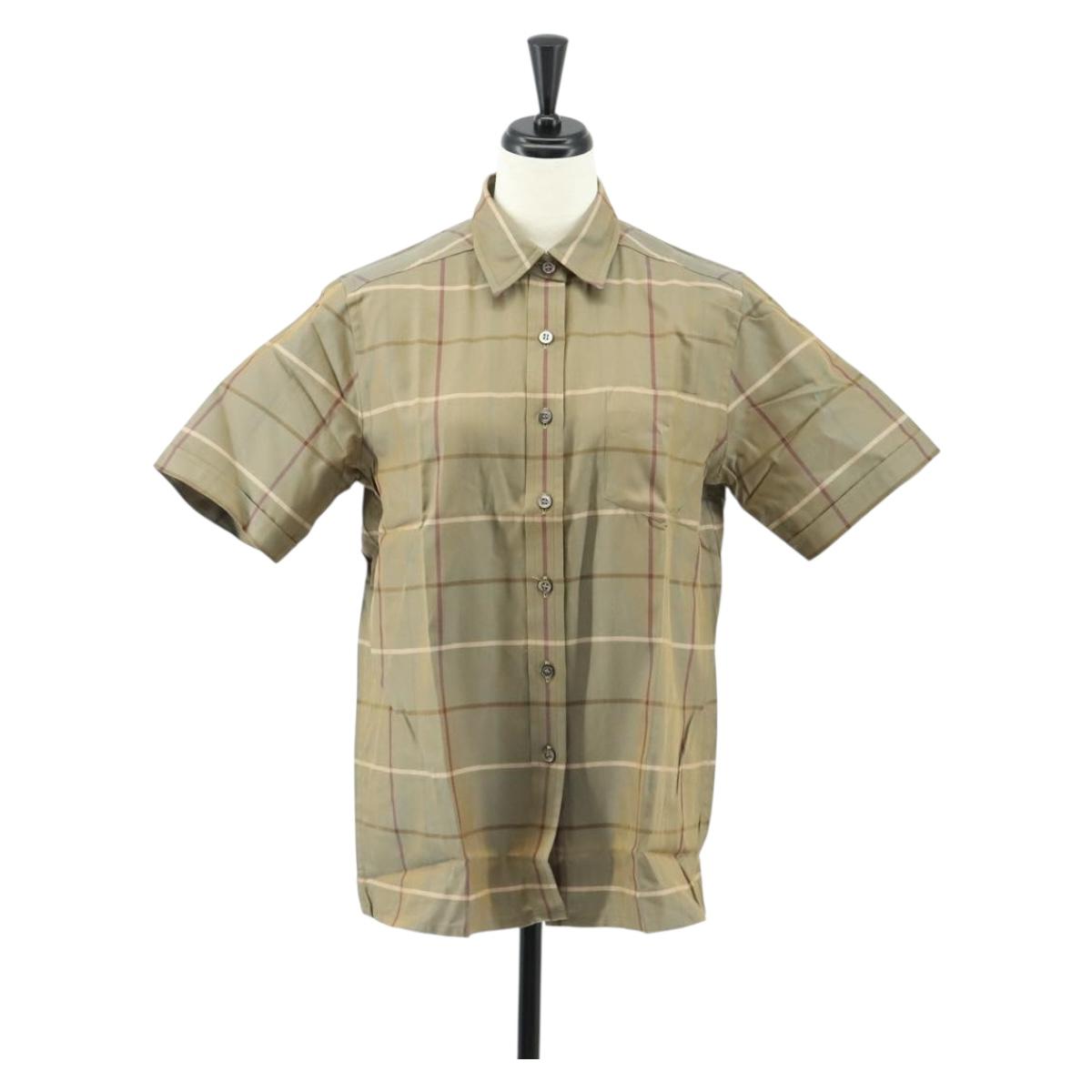 Burberrys Nova Check Short Sleeve Shirt Cotton Beige Auth am10420